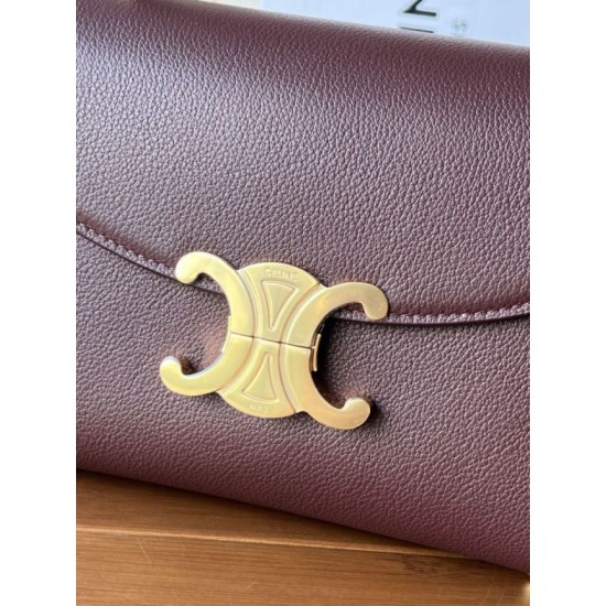 Repliche Borsa Celine Teen Nino con manico superiore in pelle di vitello liscia Borgogna Imitazioni False Outlet Online