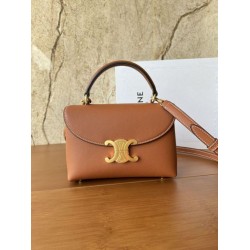 Repliche Borsa Celine Teen Nino con manico superiore in pelle di vitello liscia Marrone Imitazioni False Outlet Online