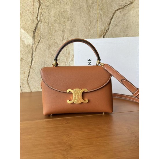 Qualità perfetta Replica Borsa Celine Teen Nino con manico superiore in pelle di vitello liscia Marrone Imitazioni Outlet Repliche Borsa Celine Teen Nino con manico superiore in pelle di vitello liscia Marrone Imitazioni False Outlet Online