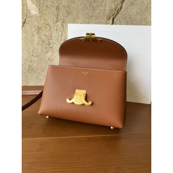 Qualità perfetta Replica Borsa Celine Teen Nino con manico superiore in pelle di vitello liscia Marrone Imitazioni Outlet Repliche Borsa Celine Teen Nino con manico superiore in pelle di vitello liscia Marrone Imitazioni False Outlet Online