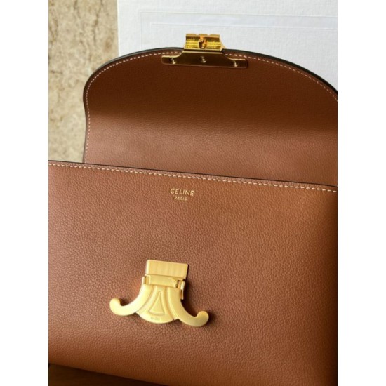 Qualità perfetta Replica Borsa Celine Teen Nino con manico superiore in pelle di vitello liscia Marrone Imitazioni Outlet Repliche Borsa Celine Teen Nino con manico superiore in pelle di vitello liscia Marrone Imitazioni False Outlet Online