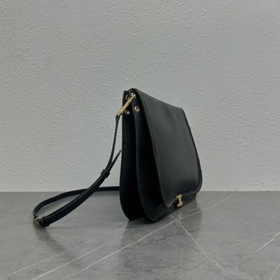 Repliche Borsa a tracolla Celine Soft Triomphe Besace Nero Imitazioni False Outlet Online