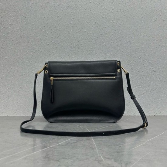 Repliche Borsa a tracolla Celine Soft Triomphe Besace Nero Imitazioni False Outlet Online