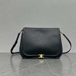 Repliche Borsa a tracolla Celine Soft Triomphe Besace Nero Imitazioni False Outlet Online