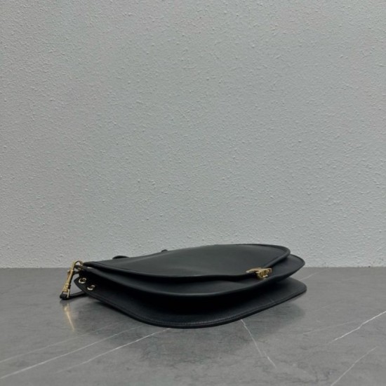 Repliche Borsa a tracolla Celine Soft Triomphe Besace Nero Imitazioni False Outlet Online