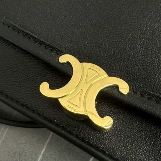 Repliche Borsa a tracolla Celine Soft Triomphe Besace Nero Imitazioni False Outlet Online