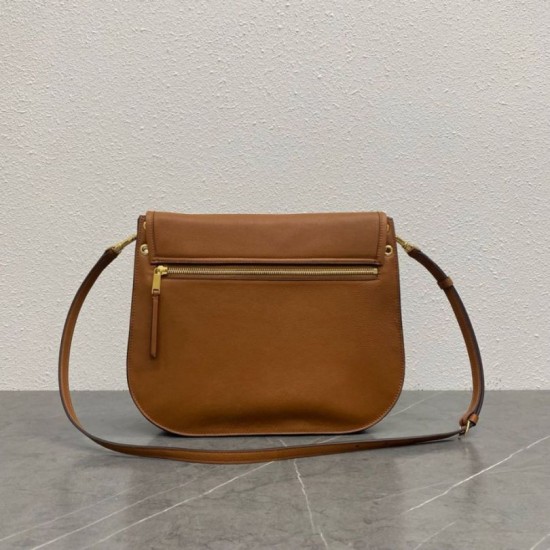 Repliche Borsa a tracolla Celine Soft Triomphe Besace Marrone Imitazioni False Outlet Online