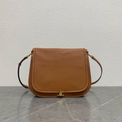 Repliche Borsa a tracolla Celine Soft Triomphe Besace Marrone Imitazioni False Outlet Online