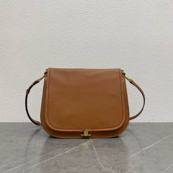Repliche Borsa a tracolla Celine Soft Triomphe Besace Marrone Imitazioni False Outlet Online
