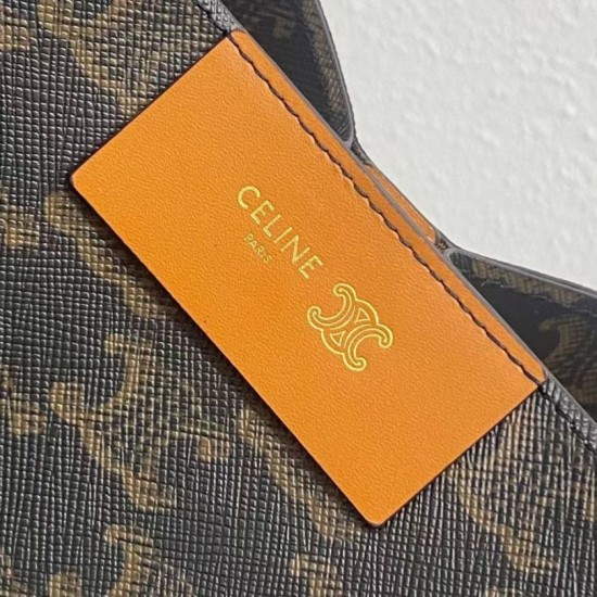 Repliche Borsa a cubo piccola Celine Triomphe in tela/pelle di vitello Marrone Imitazioni False Outlet Online