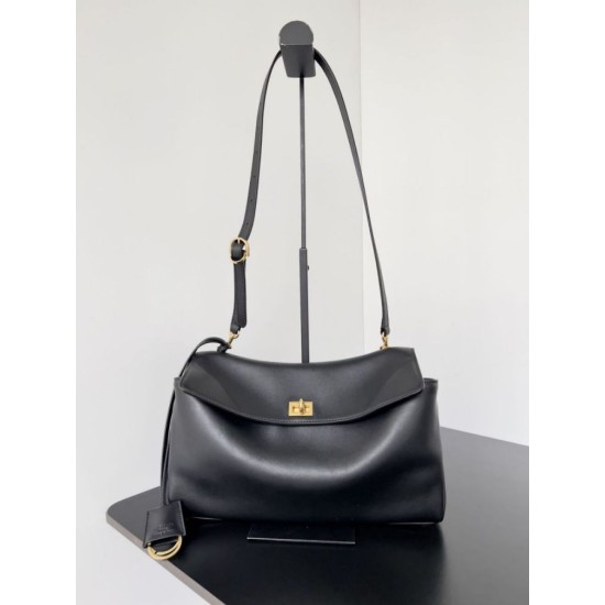 Repliche Borsa a tracolla Balenciaga Rodeo Medium nera oro Imitazioni False Outlet Online