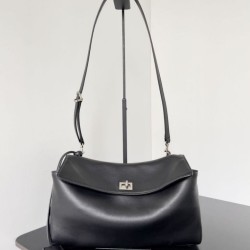 Repliche Borsa a tracolla Balenciaga Rodeo Medium nera argento Imitazioni False Outlet Online