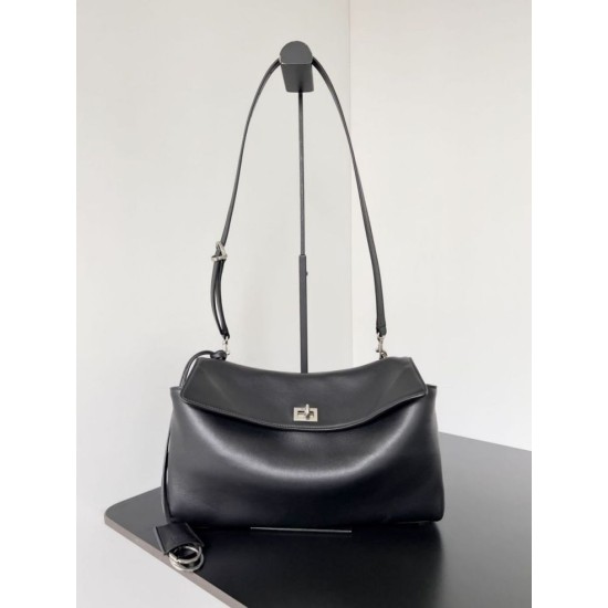 Repliche Borsa a tracolla Balenciaga Rodeo Medium nera argento Imitazioni False Outlet Online