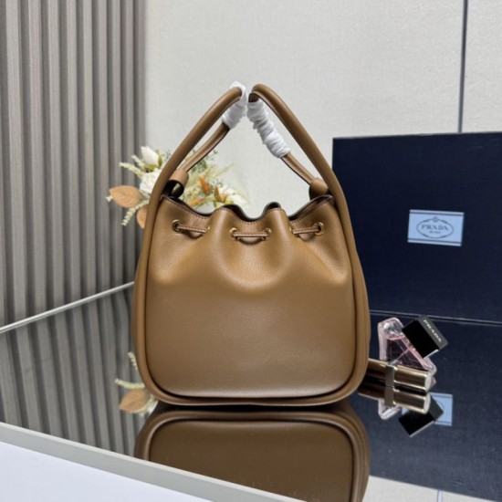 Repliche Borsa a secchiello Prada Darling Mini 1BE087 marrone Imitazioni False Outlet Online