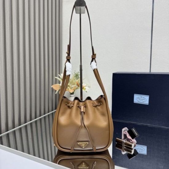 Repliche Borsa a secchiello Prada Darling Mini 1BE087 marrone Imitazioni False Outlet Online