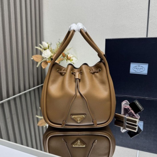 Repliche Borsa a secchiello Prada Darling Mini 1BE087 marrone Imitazioni False Outlet Online