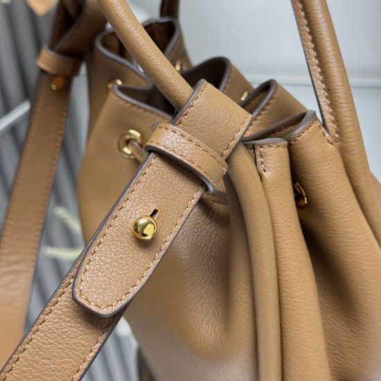 Repliche Borsa a secchiello Prada Darling Mini 1BE087 marrone Imitazioni False Outlet Online