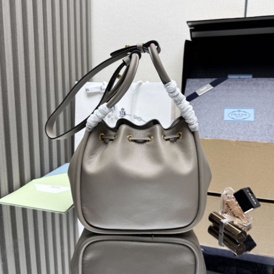 Repliche Borsa a secchiello Prada Darling Mini 1BE087 Grigio Imitazioni False Outlet Online
