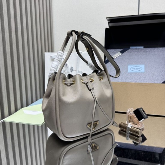 Repliche Borsa a secchiello Prada Darling Mini 1BE087 Grigio Imitazioni False Outlet Online