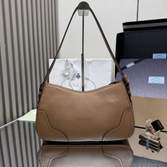 Repliche Borsa a tracolla/hobo grande Prada Aimèe Classic marrone Imitazioni False Outlet Online
