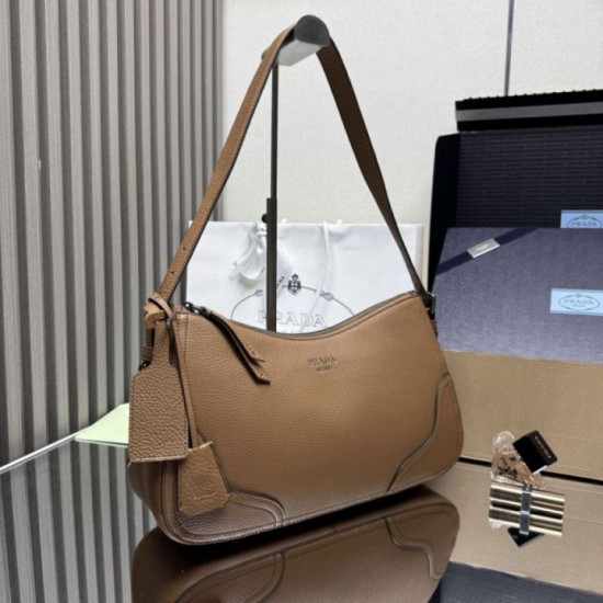Repliche Borsa a tracolla/hobo grande Prada Aimèe Classic marrone Imitazioni False Outlet Online