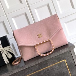 Repliche Borsa tote pieghevole Diana Chanel scamosciata piccola/media/grande Rosa Imitazioni False Outlet Online