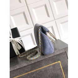 Repliche Borsa tote pieghevole Diana Chanel scamosciata piccola/media/grande Blu Imitazioni False Outlet Online