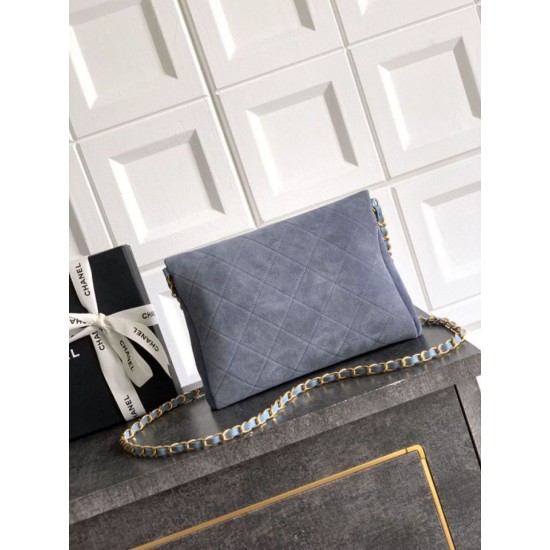 Repliche Borsa tote pieghevole Diana Chanel scamosciata piccola/media/grande Blu Imitazioni False Outlet Online