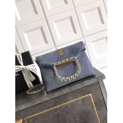 Repliche Borsa tote pieghevole Diana Chanel scamosciata piccola/media/grande Blu Imitazioni False Outlet Online