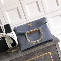 Repliche Borsa tote pieghevole Diana Chanel scamosciata piccola/media/grande Blu Imitazioni False Outlet Online