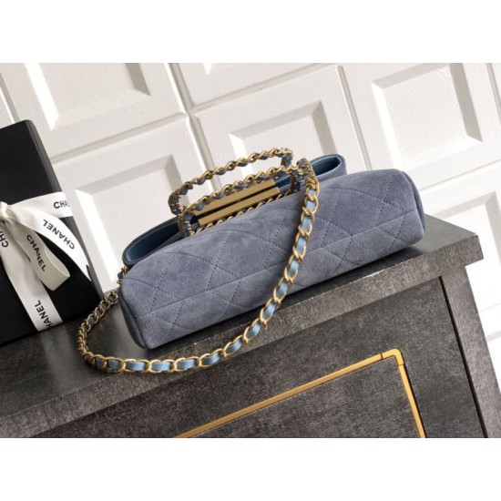 Repliche Borsa tote pieghevole Diana Chanel scamosciata piccola/media/grande Blu Imitazioni False Outlet Online