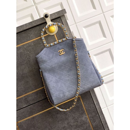 Repliche Borsa tote pieghevole Diana Chanel scamosciata piccola/media/grande Blu Imitazioni False Outlet Online
