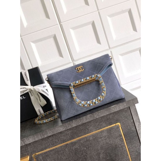 Repliche Borsa tote pieghevole Diana Chanel scamosciata piccola/media/grande Blu Imitazioni False Outlet Online