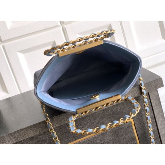 Repliche Borsa tote pieghevole Diana Chanel scamosciata piccola/media/grande Blu Imitazioni False Outlet Online
