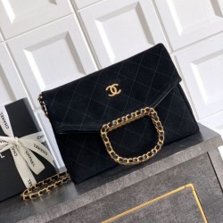 Repliche Borsa tote pieghevole Diana Chanel scamosciata piccola/media/grande Nero Imitazioni False Outlet Online