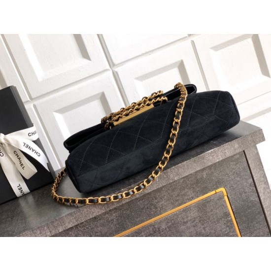 Repliche Borsa tote pieghevole Diana Chanel scamosciata piccola/media/grande Nero Imitazioni False Outlet Online