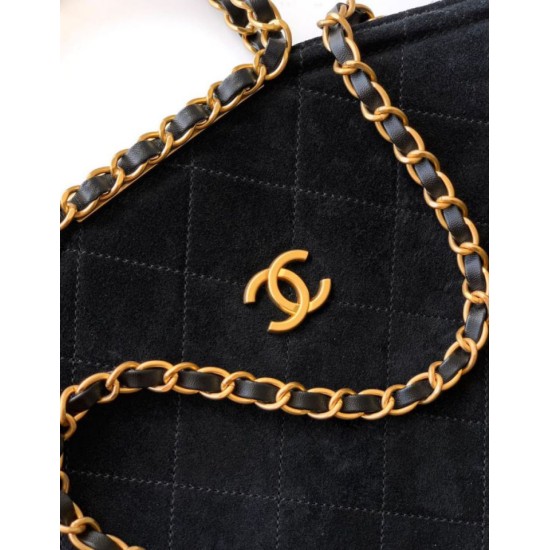 Repliche Borsa tote pieghevole Diana Chanel scamosciata piccola/media/grande Nero Imitazioni False Outlet Online