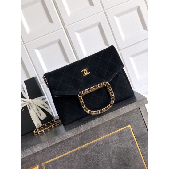 Repliche Borsa tote pieghevole Diana Chanel scamosciata piccola/media/grande Nero Imitazioni False Outlet Online