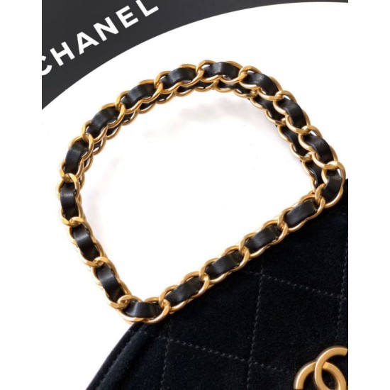 Repliche Borsa tote pieghevole Diana Chanel scamosciata piccola/media/grande Nero Imitazioni False Outlet Online