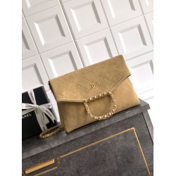 Repliche Borsa tote pieghevole Diana Chanel scamosciata piccola/media/grande marrone Imitazioni False Outlet Online