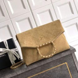 Repliche Borsa tote pieghevole Diana Chanel scamosciata piccola/media/grande marrone Imitazioni False Outlet Online