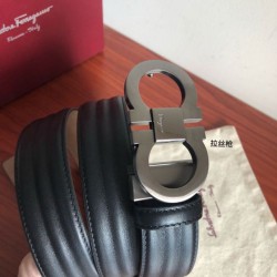 Repliche Cintura da uomo Salvatore Ferragamo 3.5 cm argento Nero Imitazioni False Outlet Online