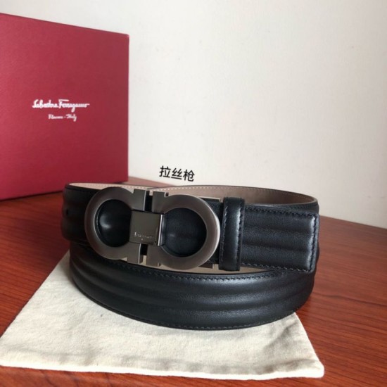Repliche Cintura da uomo Salvatore Ferragamo 3.5 cm argento Nero Imitazioni False Outlet Online