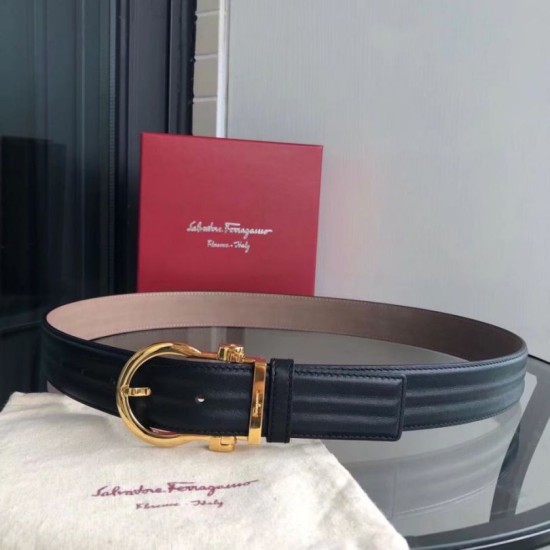 Qualità perfetta Replica Cintura da uomo Salvatore Ferragamo 3.5 cm con fibbia ad ardiglione squisita oro Nero Imitazioni Outlet Repliche Cintura da uomo Salvatore Ferragamo 3.5 cm con fibbia ad ardiglione squisita oro Nero Imitazioni False Outlet Online