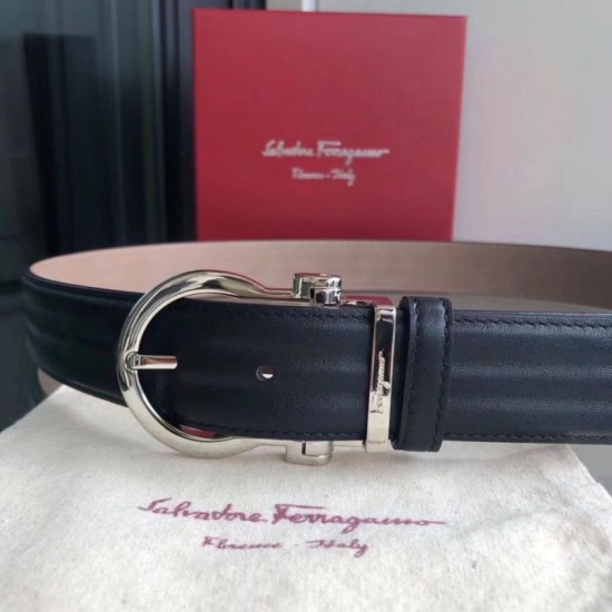 Qualità perfetta Replica Cintura da uomo Salvatore Ferragamo 3.5 cm con fibbia ad ardiglione squisita argento Nero Imitazioni Outlet Repliche Cintura da uomo Salvatore Ferragamo 3.5 cm con fibbia ad ardiglione squisita argento Nero Imitazioni False Outlet Online