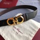 Repliche Cintura reversibile da uomo Salvatore Ferragamo da 3,5 cm con clip in metallo oro Nero Imitazioni False Outlet Online
