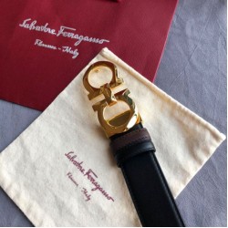Repliche Cintura reversibile da uomo Salvatore Ferragamo da 3,5 cm con clip in metallo oro Nero Imitazioni False Outlet Online
