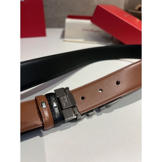 Repliche Cintura da uomo Salvatore Ferragamo da 3.5 cm con fibbia nera Imitazioni False Outlet Online