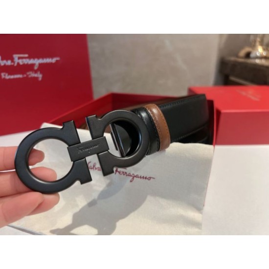 Repliche Cintura da uomo Salvatore Ferragamo da 3.5 cm con fibbia nera Imitazioni False Outlet Online