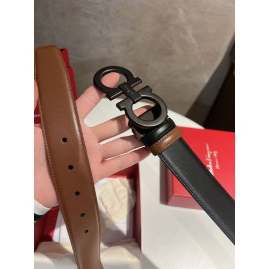 Repliche Cintura da uomo Salvatore Ferragamo da 3.5 cm con fibbia nera Imitazioni False Outlet Online